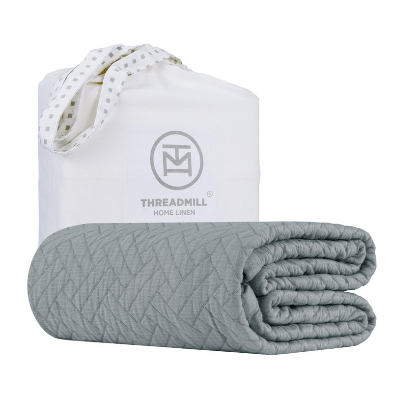 Threadmill Luxury Cotton Blankets for King Size Bed | All-Season Cozy 100% Cotton King Size Blanket | Jacquard Soft & Lightweight Coverlet fits California King Size Bed, 104x92 | Scottish Grey - Image 1
